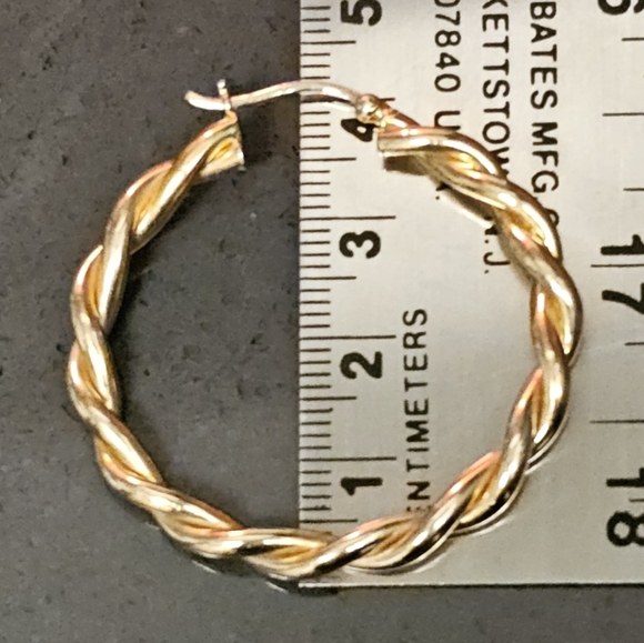 Vintage 14k Gold Twisted Rope Hoop Earrings 40mm - Picture 10 of 16